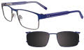 Takumi TK1033 With Magnetic Clip-On Lens Satin Dark Blue & Dark Grey with Polarized Clip on Lens (50)  Eyeglasses - Color Image