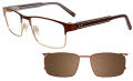 Takumi TK1033 With Magnetic Clip-On Lens Satin Dark Brown & Gold with Polarized Clip on Lens (10)  Eyeglasses - Color Image