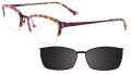 Takumi TK1034 With Magnetic Clip-On Lens Purple Caramel & Black, White with Clip on Lens (080) Eyeglasses - Color Image