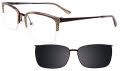 Takumi TK1036 With Magnetic Clip-On Lens Satin Dark Brown & Marbled Brown with Clip on Lens (010) Eyeglasses - Color Image