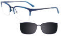 Takumi TK1036 With Magnetic Clip-On Lens Satin Navy & Marbled Blue with Clip on Lens (050) Eyeglasses - Color Image