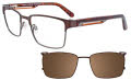 Takumi TK1047 With Magnetic Clip-On Lens Satin Dark Brown & Steel w/Clip on Lenses (10) Eyeglasses - Color Image
