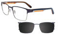 Takumi TK1047 With Magnetic Clip-On Lens Satin Navy & Sliver w/Clip on the Lenses (50) Eyeglasses - Color Image