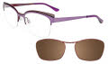 Takumi TK1110 With Magnetic Clip-On Lens Satin Purple & Maroon with clip on lens (080) Eyeglasses - Color Image