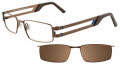 Takumi TK917 With Magnetic Clip-On Lens Satin Brown and Navy w/ Clip (10) Eyeglasses - Color Image