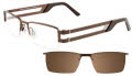 Takumi TK918 With Magnetic Clip-On Lens Satin Brown & Silver with clip (10) Eyeglasses - Color Image