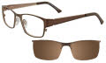 Takumi TK919 With Magnetic Clip-On Lens Satin Dark Brown with clip (10) Eyeglasses - Color Image