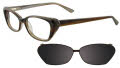 Takumi TK921 With Magnetic Clip-On Lens Marbled Brown & Grey with clip (10) Eyeglasses - Color Image