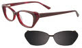 Takumi TK921 With Magnetic Clip-On Lens Dark Burgundy & Marbled Red with clip (30) Eyeglasses - Color Image