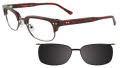 Takumi TK922-With Magnetic Clip-On Lens Clear Red & Dark Grey w/ clip (30) Eyeglasses - Color Image