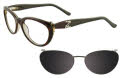Takumi TK933 With Magnetic Clip-On Lens Marbled Brown with Grey clip (10) Eyeglasses - Color Image