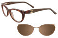 Takumi TK933 With Magnetic Clip-On Lens Marbled Caramel with Brown clip (15) Eyeglasses - Color Image