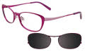 Takumi TK942 With Magnetic Clip-On Lens Satin Dark Pink with Grey Clip (30) Eyeglasses - Color Image