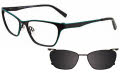 Takumi TK949 With Magnetic Clip-On Lens Satin Black and Turquoise with Grey Clip (90) Eyeglasses - Color Image