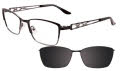 Takumi TK975 With Magnetic Clip-On Lens Satin Black and Shiny Grey with Grey Clip on Lens (90) Eyeglasses - Color Image