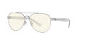 Tory Burch TY6070 Shiny Silver Metal / Clear & Blue Light Filter Lens (3161SB) Sunglasses - Color Image