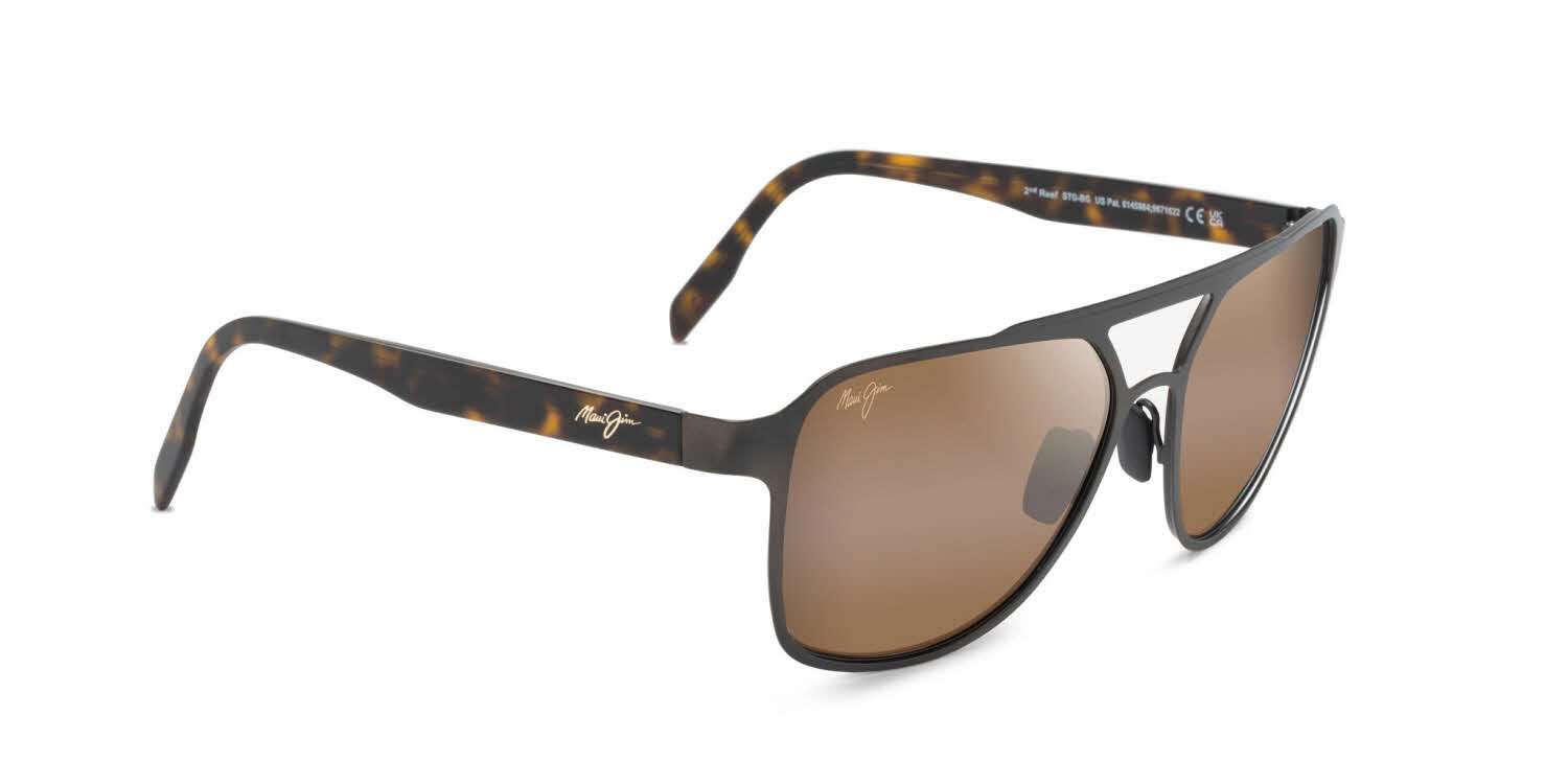 Maui Jim 2nd Reef - 607 Men's Sunglasses, In Brushed Chocolate / HclÂ® Bronze Bi-Gradient Polarizedplus2 Lens