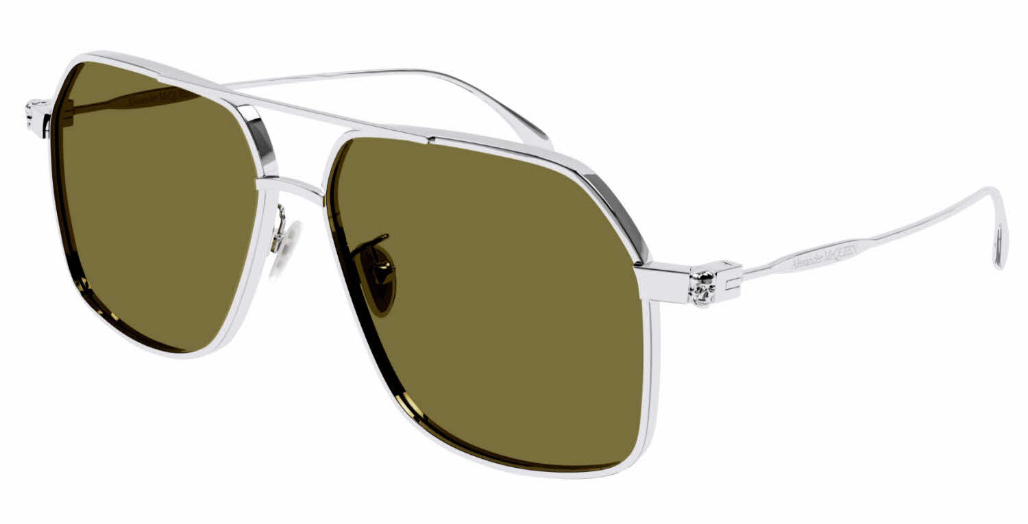 Alexander McQueen AM0372S Women's Sunglasses, In Silver / Green