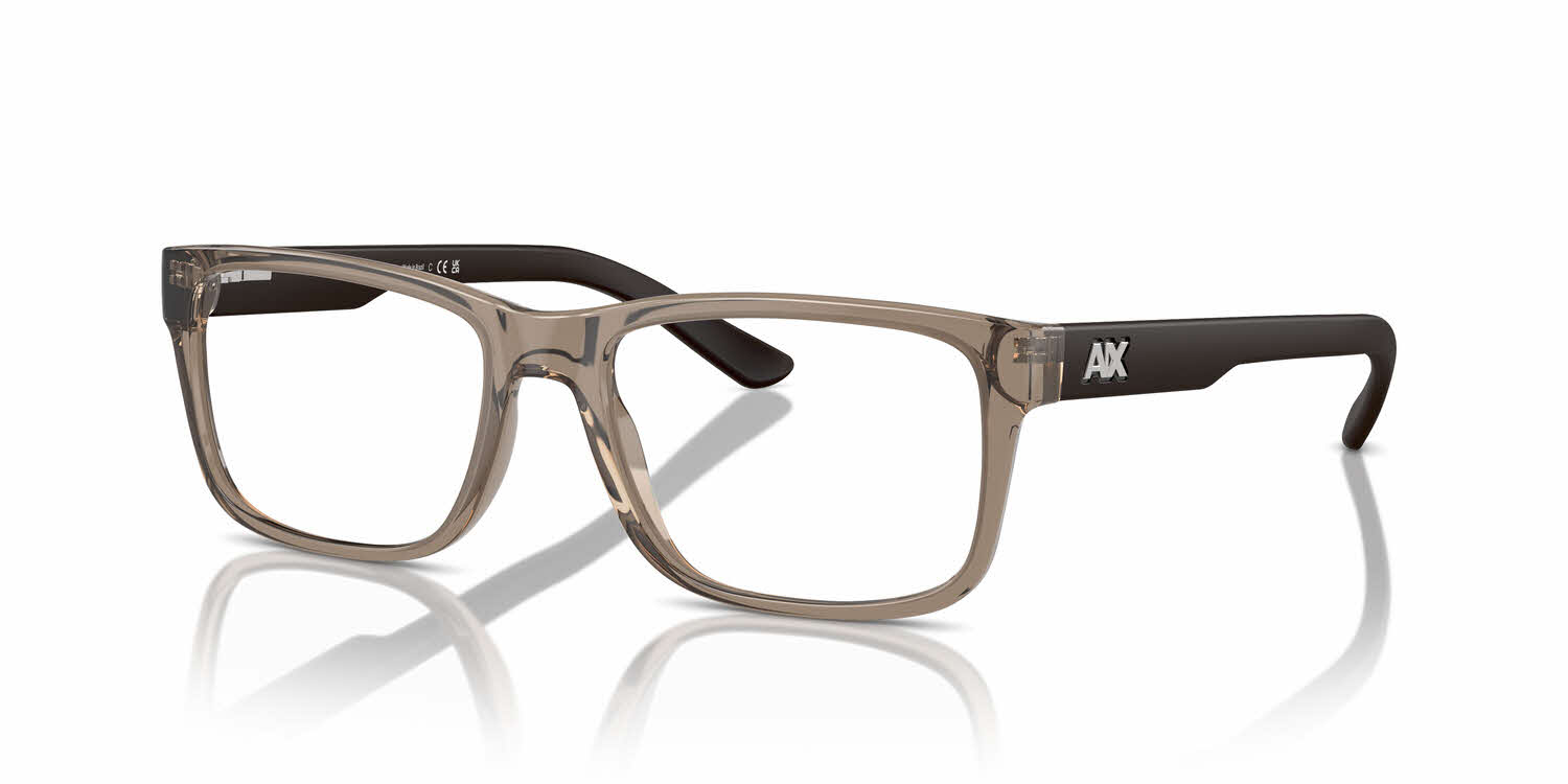 Armani Exchange AX3016 Men's Eyeglasses, In Shiny Transparent Brown