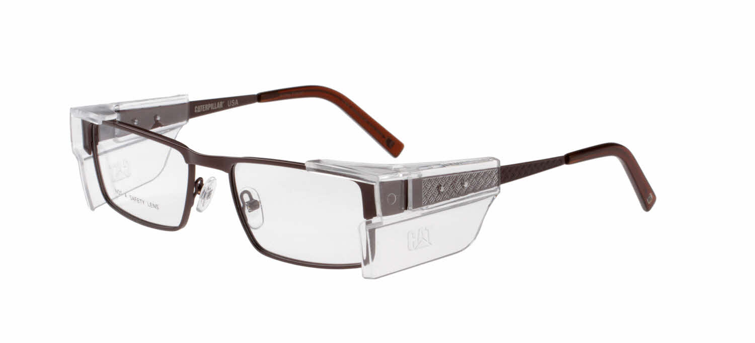 Caterpillar Safety Barrier-Permanent Side Shields Attached To Frame Eyeglasses In Brown