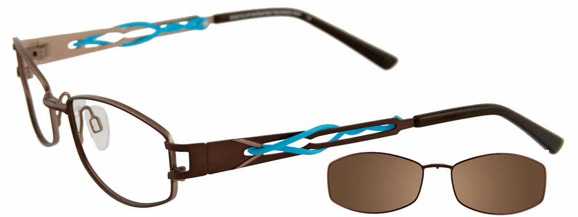 EasyClip EC250 With Magnetic Clip-On Lens Women's Eyeglasses In Brown