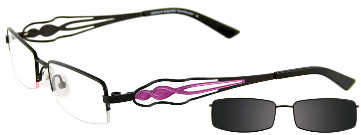 EasyClip EC252 With Magnetic Clip-On Lens Women's Eyeglasses In Black