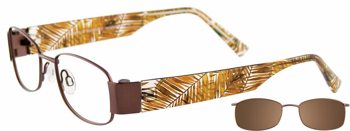 EasyClip EC253 With Magnetic Clip-On Lens Women's Eyeglasses In Brown