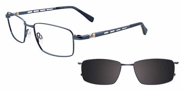 EasyClip EC371 With Magnetic Clip-On Lens Men's Eyeglasses In Blue