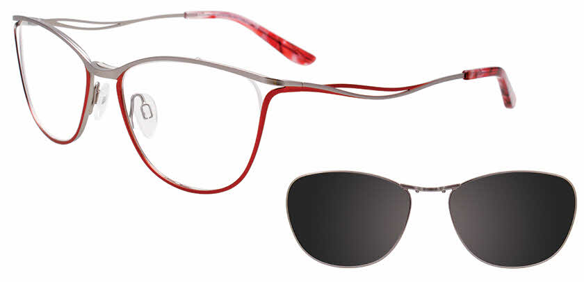 EasyClip EC546 With Magnetic Clip-On Lens Womens Eyeglasses in Silver 150$