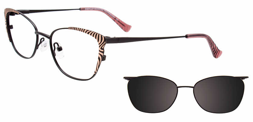 EasyClip EC557 with Magnetic Clip On Lens Women's Eyeglasses in Black