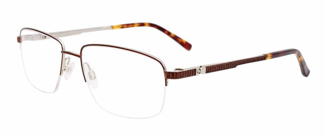 EasyClip EC567 With Magnetic Clip-On Lens Men's Eyeglasses In Brown