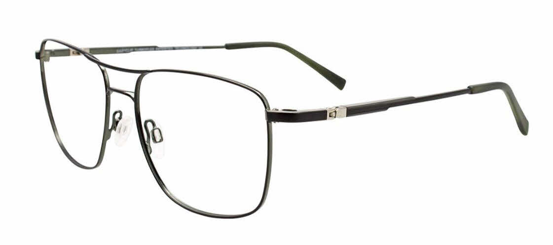 EasyClip EC579 With Magnetic Clip-On Lens Men's Eyeglasses In Green