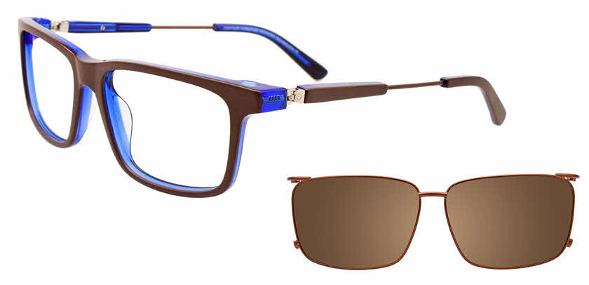 EasyClip EC599 With Magnetic Clip-On Lens Mens Eyeglasses in Brown 150$