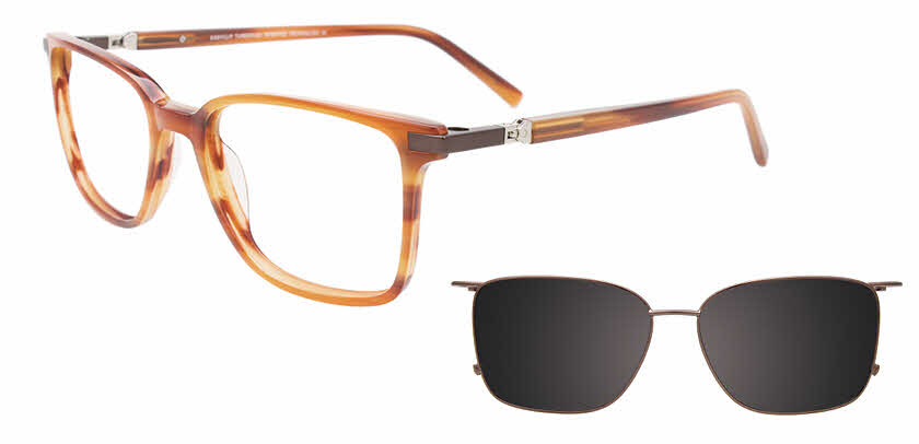 EasyClip EC611 With Magnetic Clip On Lens Men's Eyeglasses in Tortoise