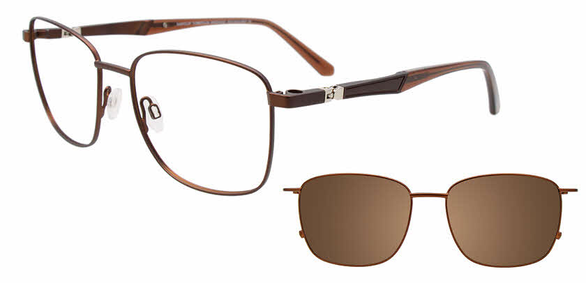 EasyClip EC614 with Magnetic Clip-On Lens Mens Eyeglasses in Brown 150$