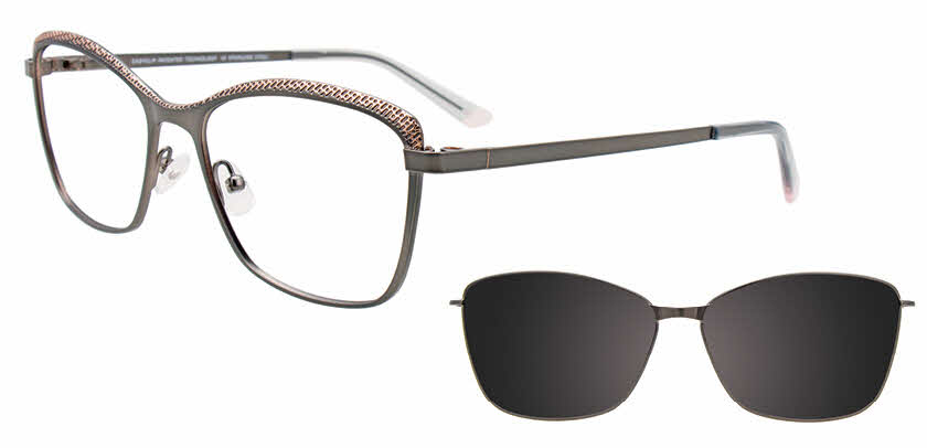 EasyClip EC615 with Magnetic Clip-On Lens Womens Eyeglasses in Grey 150$