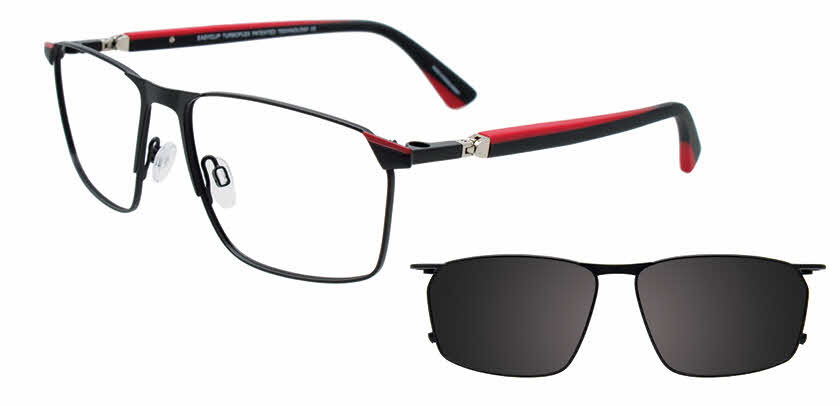 EasyClip EC652 with Magnetic Clip On Lens Mens Eyeglasses in Black 150$