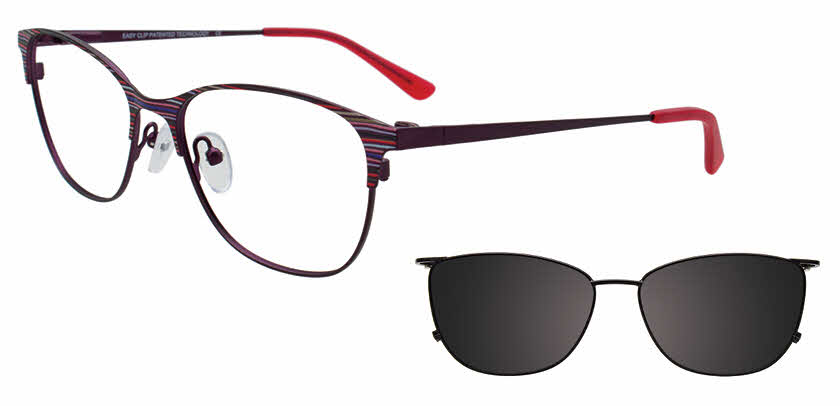EasyClip EC710 with Magnetic Clip On Lens Women's Eyeglasses in Purple