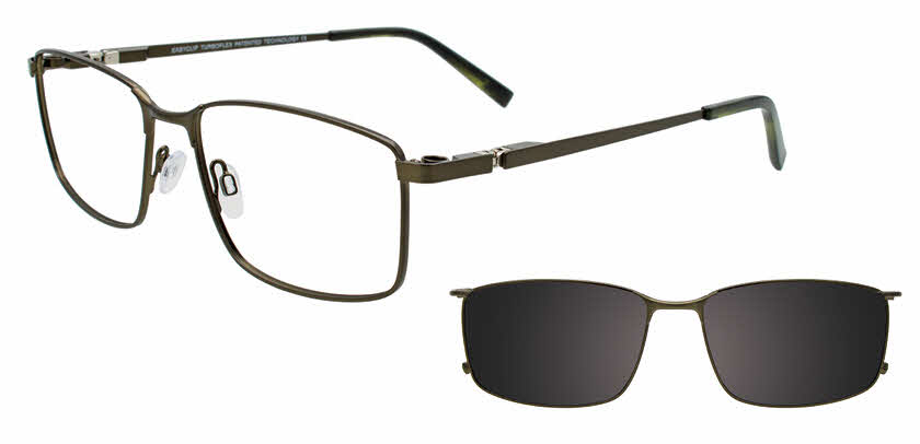 EasyClip EC713 With Magnetic Clip-On Lens Men's Eyeglasses in Green