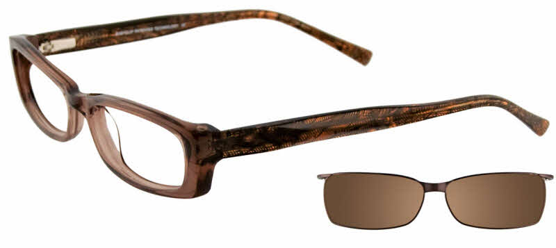 EasyClip EC195 With Magnetic Clip-On Lens Women's Eyeglasses In Brown