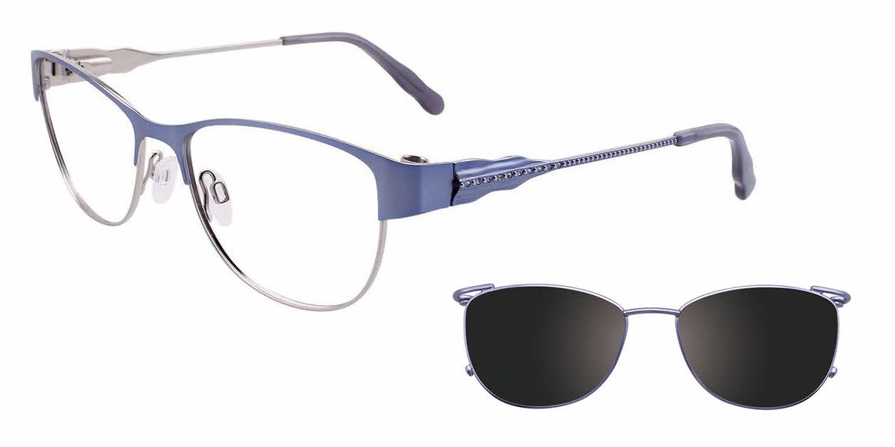EasyClip EC405 With Magnetic Clip-On Lens Women's Eyeglasses In Blue