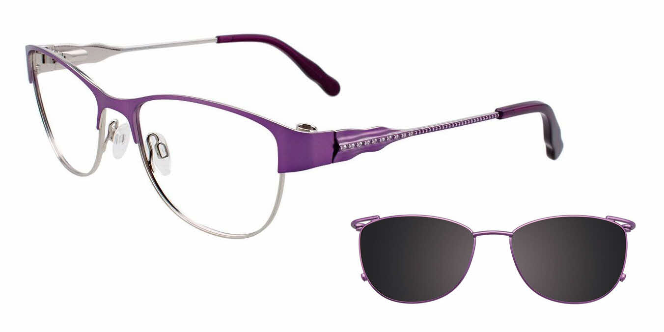 EasyClip EC405 With Magnetic Clip-On Lens Women's Eyeglasses In Purple