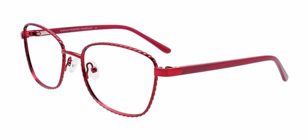 EasyClip EC535 With Magnetic Clip-On Lens Women's Eyeglasses In Red