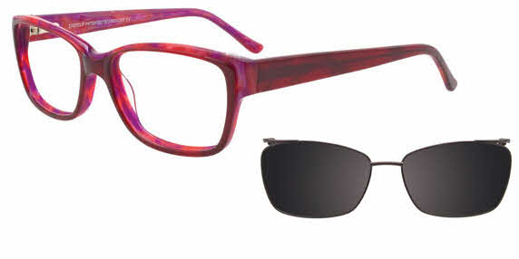 EasyClip EC375 With Magnetic Clip-On Lens Women's Eyeglasses In Red