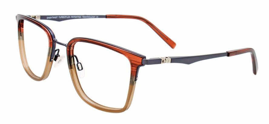 Easytwist ET9006 No Clip-On Lens Men's Eyeglasses In Brown