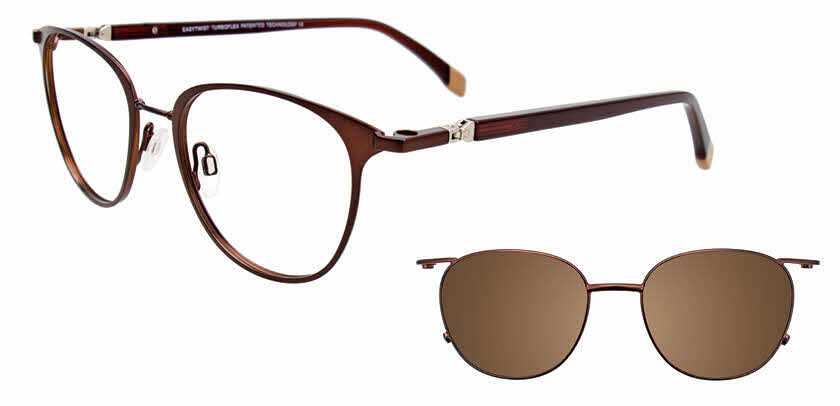 Easytwist N Clip CT266 With Magnetic Clip-On Lens Mens Eyeglasses in Brown 186$