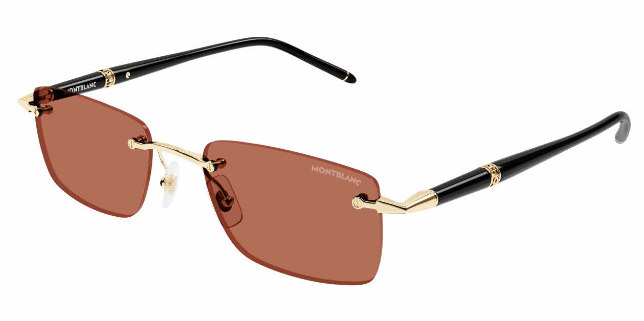 Rectangular Montblanc Sunglasses with orange Lenses Montblanc MB0339S Rectangle Sunglasses | Fashion Eyewear US main image 3