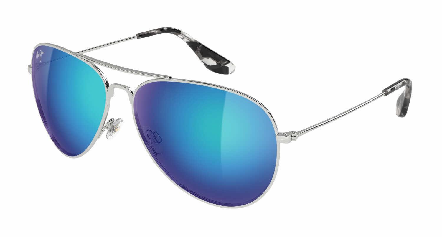 Maui Jim MJ-264 Mavericks Sunglasses Unisex Silver Blue Titanium 61-14-137 Silver / Blue Hawaii Maui Jim Mavericks 264 main image 4