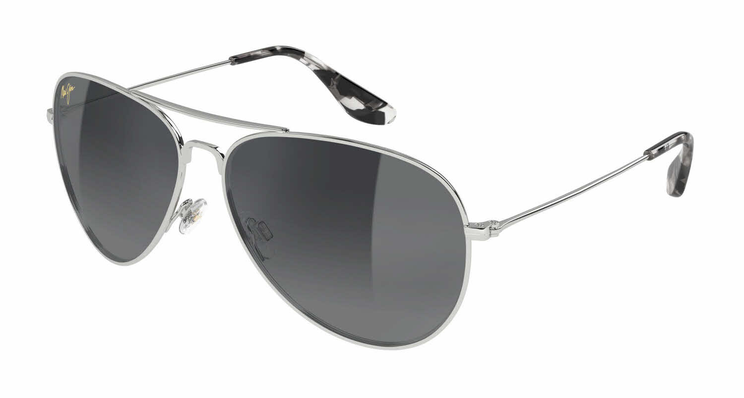 Maui Jim MJ-264 Mavericks Sunglasses Unisex Silver Blue Titanium 61-14-137 Silver / Blue Hawaii Maui Jim Mavericks 264 main image 3
