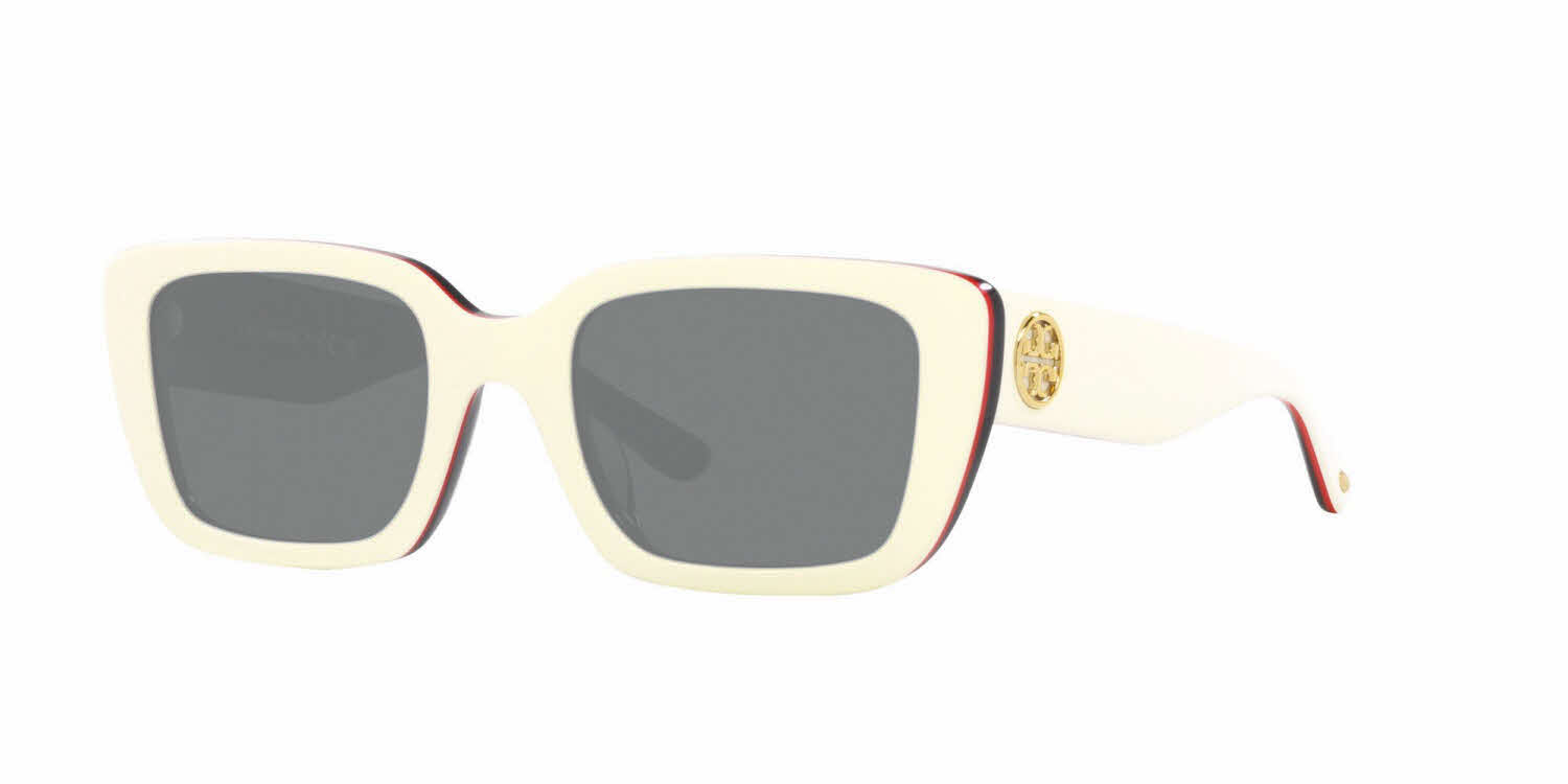 Tory Burch TY7190U Women's Prescription Sunglasses, In Ivory Red Blue Trilayer